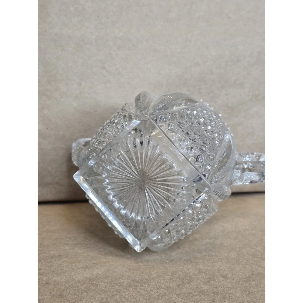 EAPG Two Handle Spooner Open Sugar Bowl Clear Glass‎